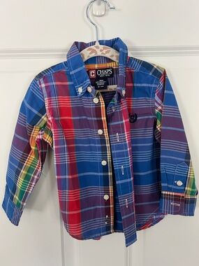 Chaps Kids Plaid Button-Down Shirt in Blue, Red, Green